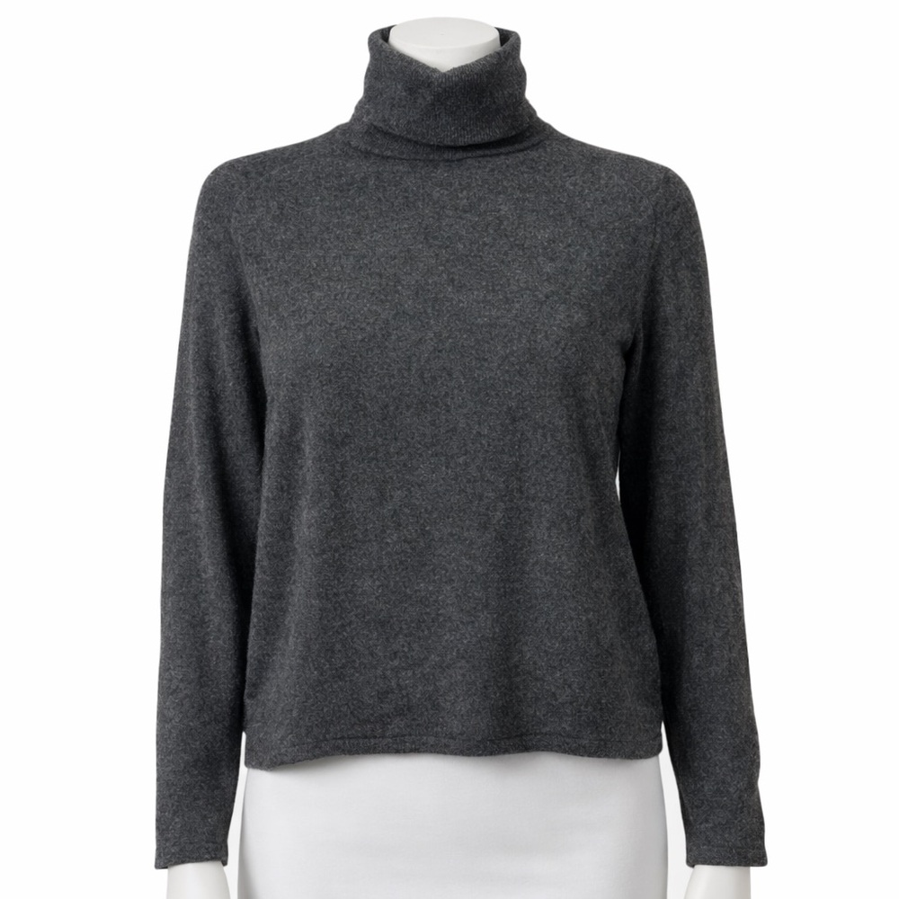 Valerie Stevens Two Ply Cashmere Gray Turtleneck Sweater Women’s Size Large